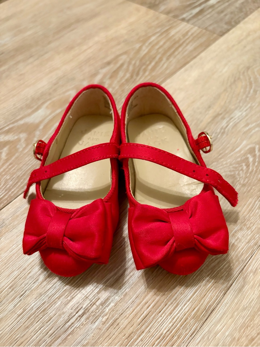 Janie and Jack Red Satin Bow Mary Jane Shoes